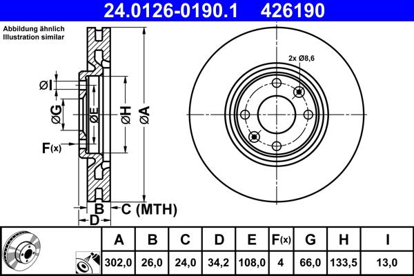 ATE 24.0126-0190.1 - Stabdžių diskas autoreka.lt