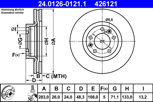ATE 24.0126-0121.1 - Stabdžių diskas autoreka.lt