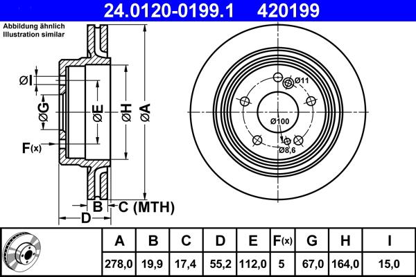 ATE 24.0120-0199.1 - Stabdžių diskas autoreka.lt