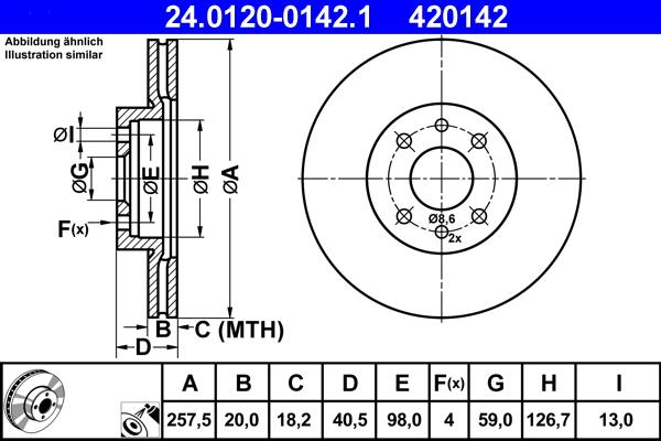 ATE 24.0120-0142.1 - Stabdžių diskas autoreka.lt