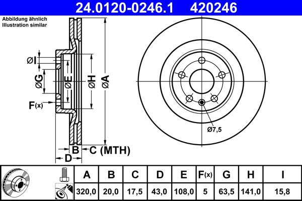 ATE 24.0120-0246.1 - Stabdžių diskas autoreka.lt