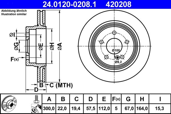 ATE 24.0120-0208.1 - Stabdžių diskas autoreka.lt