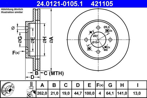 ATE 24.0121-0105.1 - Stabdžių diskas autoreka.lt