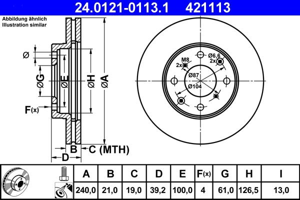 ATE 24.0121-0113.1 - Stabdžių diskas autoreka.lt