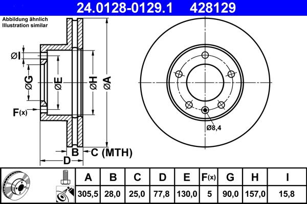 ATE 24.0128-0129.1 - Stabdžių diskas autoreka.lt