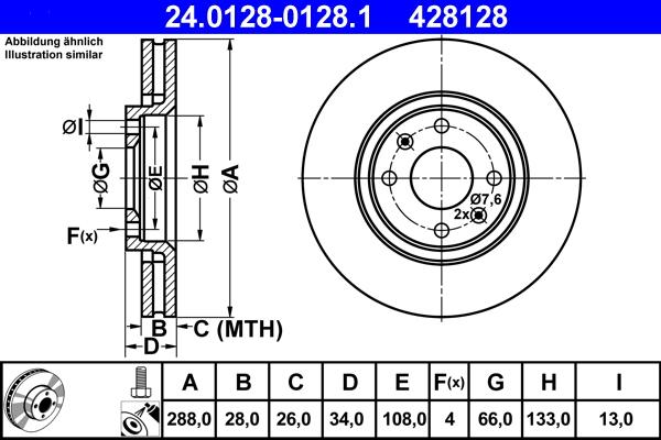 ATE 24.0128-0128.1 - Stabdžių diskas autoreka.lt