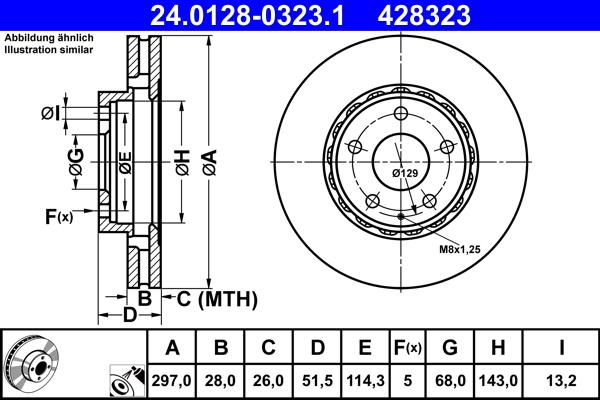 ATE 24.0128-0323.1 - Stabdžių diskas autoreka.lt