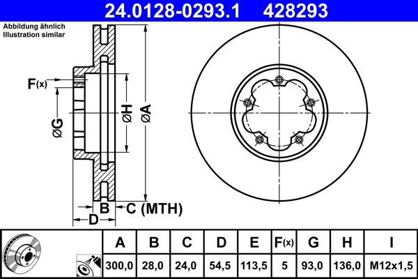 ATE 24.0128-0293.1 - Stabdžių diskas autoreka.lt