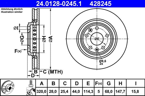 ATE 24.0128-0245.1 - Stabdžių diskas autoreka.lt