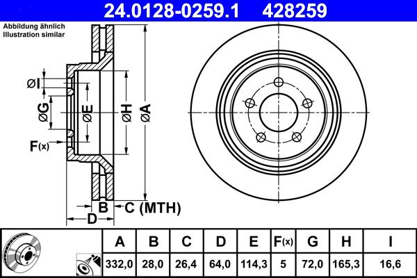 ATE 24.0128-0259.1 - Stabdžių diskas autoreka.lt