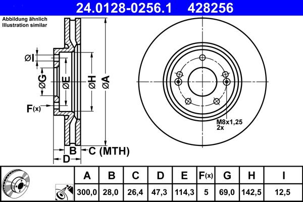 ATE 24.0128-0256.1 - Stabdžių diskas autoreka.lt