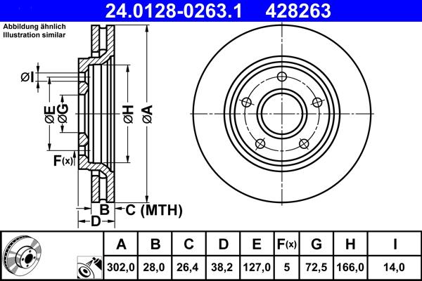 ATE 24.0128-0263.1 - Stabdžių diskas autoreka.lt