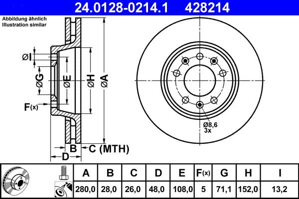 ATE 24.0128-0214.1 - Stabdžių diskas autoreka.lt