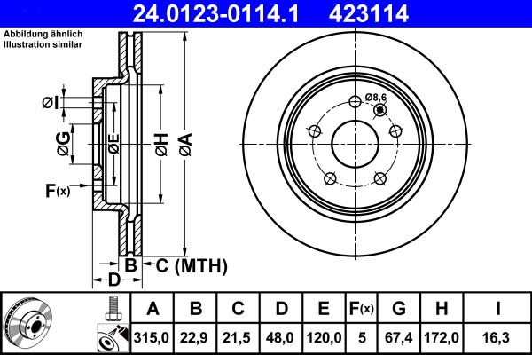 ATE 24.0123-0114.1 - Stabdžių diskas autoreka.lt
