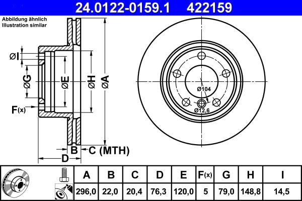 ATE 24.0122-0159.1 - Stabdžių diskas autoreka.lt