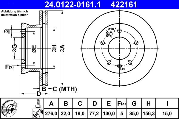 ATE 24.0122-0161.1 - Stabdžių diskas autoreka.lt