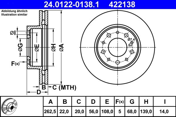 ATE 24.0122-0138.1 - Stabdžių diskas autoreka.lt
