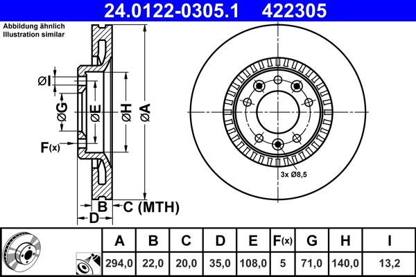 ATE 24.0122-0305.1 - Stabdžių diskas autoreka.lt