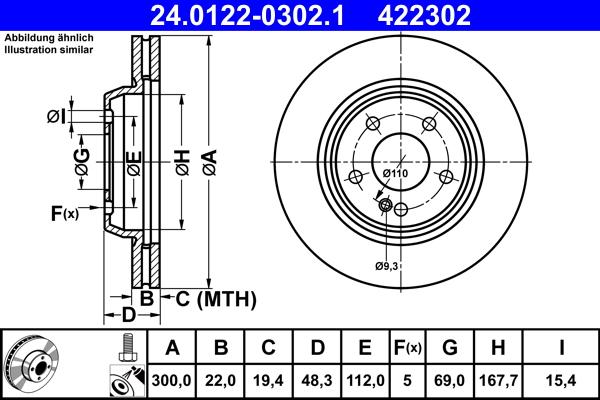 ATE 24.0122-0302.1 - Stabdžių diskas autoreka.lt