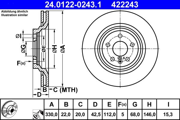 ATE 24.0122-0243.1 - Stabdžių diskas autoreka.lt