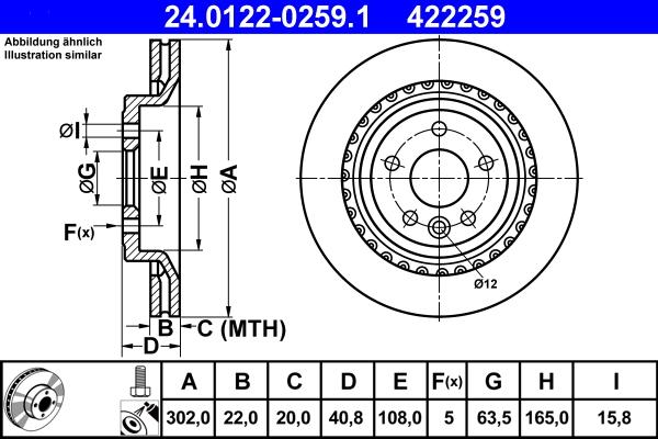 ATE 24.0122-0259.1 - Stabdžių diskas autoreka.lt