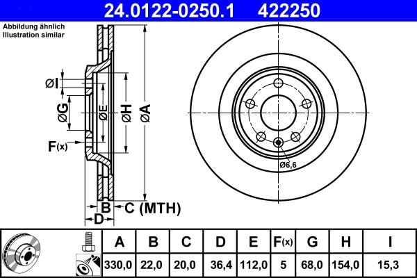 ATE 24.0122-0250.1 - Stabdžių diskas autoreka.lt