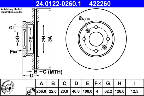 ATE 24.0122-0260.1 - Stabdžių diskas autoreka.lt