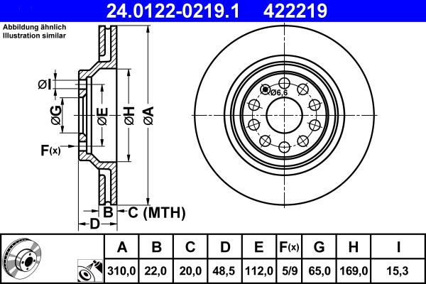 ATE 24.0122-0219.1 - Stabdžių diskas autoreka.lt