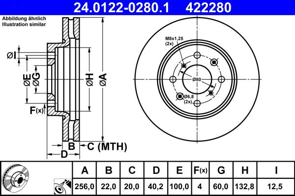 ATE 24.0122-0280.1 - Stabdžių diskas autoreka.lt