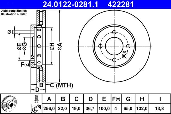 ATE 24.0122-0281.1 - Stabdžių diskas autoreka.lt