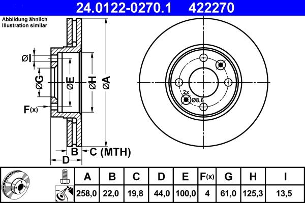 ATE 24.0122-0270.1 - Stabdžių diskas autoreka.lt