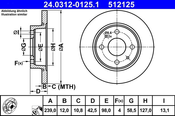 ATE 24.0312-0125.1 - Stabdžių diskas autoreka.lt