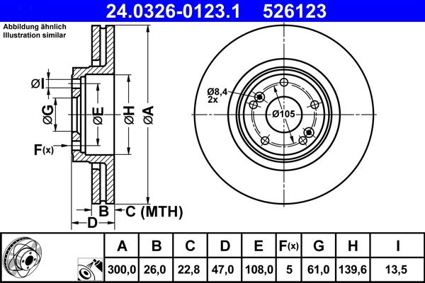 ATE 24.0326-0123.1 - Stabdžių diskas autoreka.lt