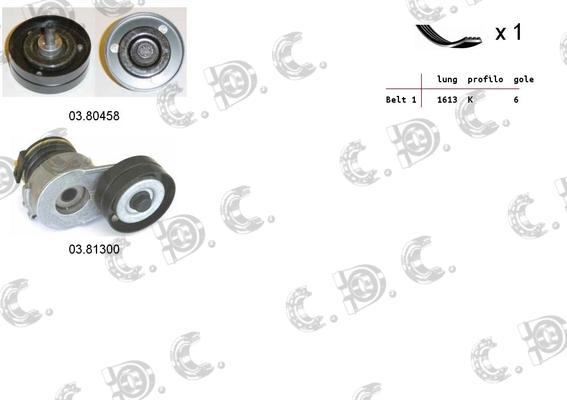 Autokit 06.0062 - V formos rumbuotas diržas, komplektas autoreka.lt