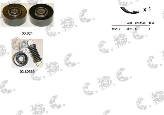 Autokit 06.0001 - V formos rumbuotas diržas, komplektas autoreka.lt