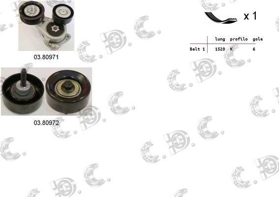 Autokit 06.0010 - V formos rumbuotas diržas, komplektas autoreka.lt