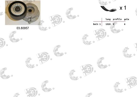 Autokit 06.0023 - V formos rumbuotas diržas, komplektas autoreka.lt