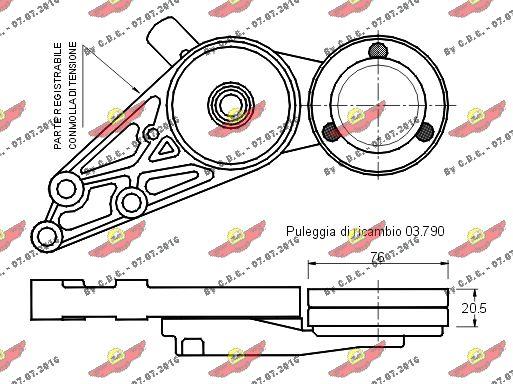 Autokit 03.368 - Diržo įtempiklis, V formos rumbuotas diržas autoreka.lt