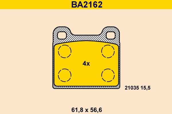 Barum BA2162 - Stabdžių trinkelių rinkinys, diskinis stabdys autoreka.lt
