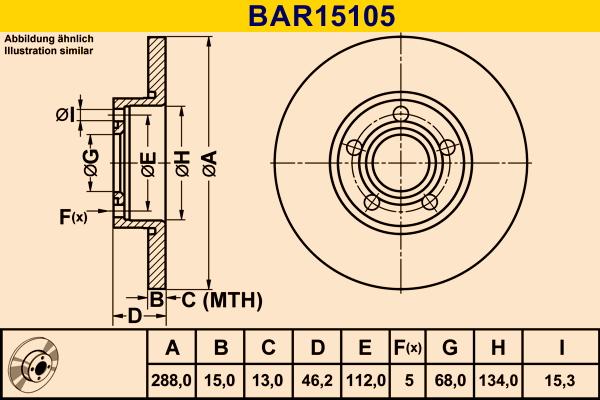Barum BAR15105 - Stabdžių diskas autoreka.lt