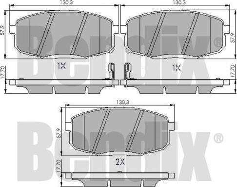 BENDIX 510569 - Stabdžių trinkelių rinkinys, diskinis stabdys autoreka.lt