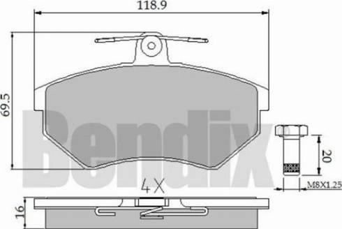 BENDIX 510158 - Stabdžių trinkelių rinkinys, diskinis stabdys autoreka.lt