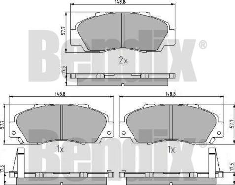 BENDIX 510157 - Stabdžių trinkelių rinkinys, diskinis stabdys autoreka.lt