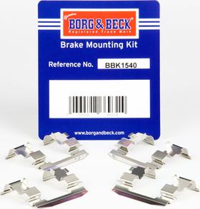 Borg & Beck BBK1540 - Priedų komplektas, diskinių stabdžių trinkelės autoreka.lt