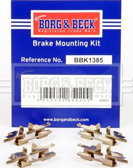 Borg & Beck BBK1385 - Priedų komplektas, diskinių stabdžių trinkelės autoreka.lt