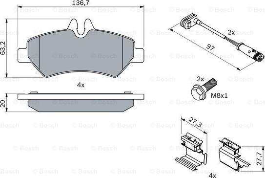 BOSCH 0 986 494 601 - Stabdžių trinkelių rinkinys, diskinis stabdys autoreka.lt