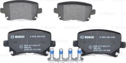 BOSCH 0 986 494 053 - Stabdžių trinkelių rinkinys, diskinis stabdys autoreka.lt