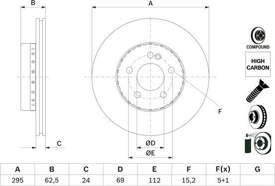 BOSCH 0 986 479 H45 - Stabdžių diskas autoreka.lt