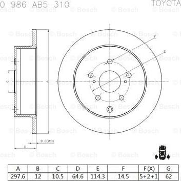 BOSCH 0 986 AB5 310 - Stabdžių diskas autoreka.lt