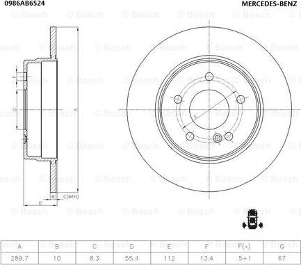 BOSCH 0 986 AB6 524 - Stabdžių diskas autoreka.lt